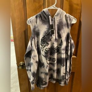 Torrid Halloween Grey Tie Dye Bat Skull Hoodie Sz 00